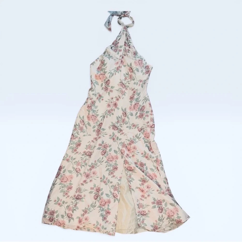 NWT REVELRY Athena Chiffon Floral Print Dress In Blushing Bride Bouquet size 14 - Picture 3 of 16